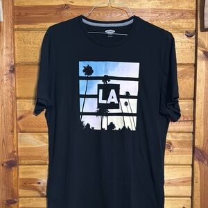 OLD NAVY Men’s Black Graphic T-Shirt with LA Design. Size - Large (Soft Washed)